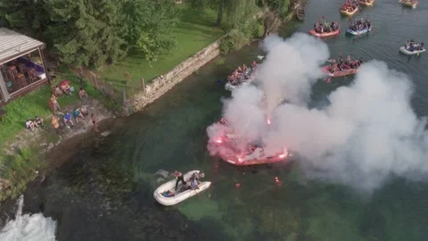 Rafting on river Una Stock Footage 147610053