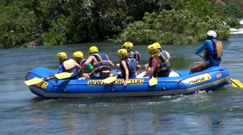 Rafting in rough waters the White Nile, Uganda Stock Footage 44333601
