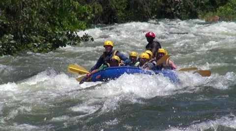Rafting in rough waters the White Nile, Uganda Stock Footage 44333717