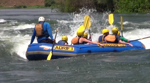 Rafting in rough waters the White Nile, Uganda Stock Footage 44333751