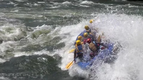 Rafting in rough waters the White Nile, Uganda Stock Footage 44333769