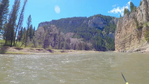 Rafting through Smith River cliffs in Montana Stock Footage 269712390
