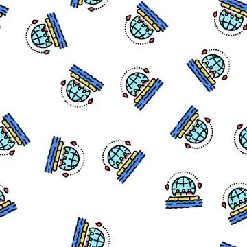 Rafting tourism vector seamless pattern Illustrazione stock