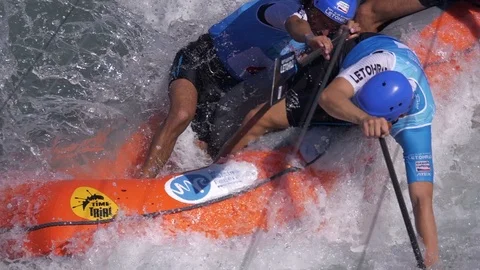 Rafting Training Boy Slow Motion Stock Footage 94656034