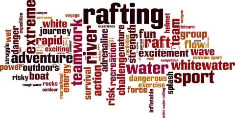 Rafting word cloud Stock Illustration