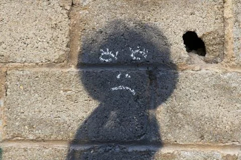 Rag Doll  Painted on the Wall 스톡 사진