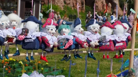 Rag dolls hang on strings. Stock Footage 249176324