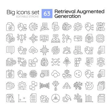 RAG linear icons set Stock Illustration