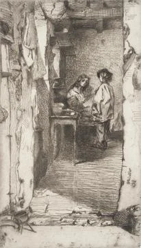 Rag Pickers, Quartier Mouffetard, Paris. James Abbott McNeill Whistler (Uni.. Ilustración de archivo