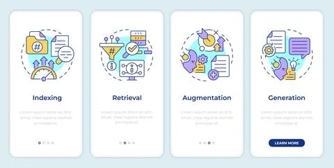RAG process onboarding mobile app screen Stock Illustration
