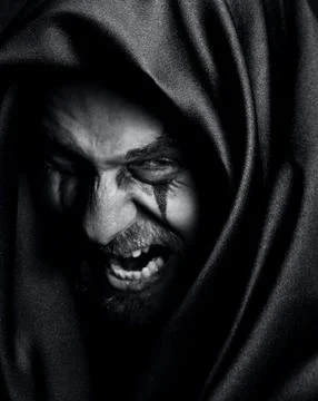 Rage of angry evil spooky malefic man Stock Photos