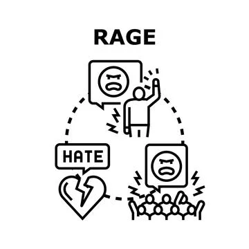 Rage concept causing hate and public protest Stock Illustration