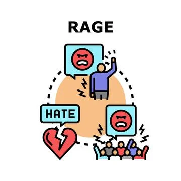 Rage concept causing hate and public protest Stock Illustration