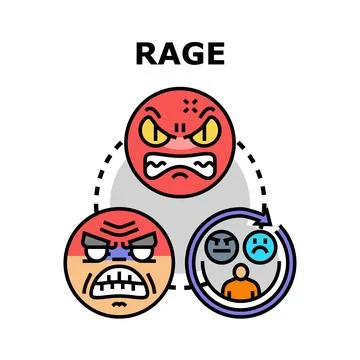 Rage concept showing anger expression and irritation Stock Illustration