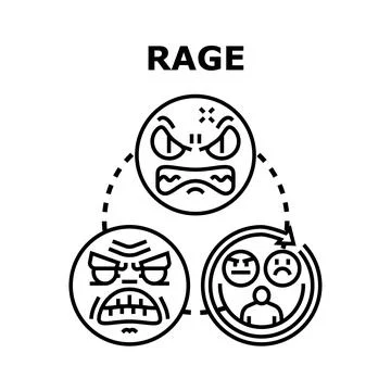 Rage concept showing anger expression and irritation Stock Illustration