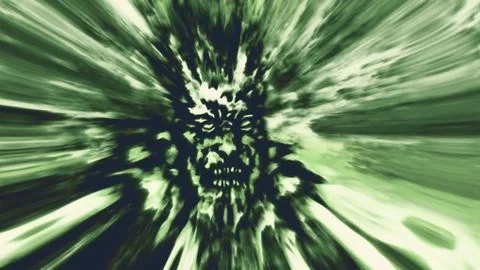 Rage green zombie face Stock Illustration
