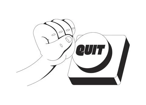 Rage quit button black and white gaming reaction Stockillustratie