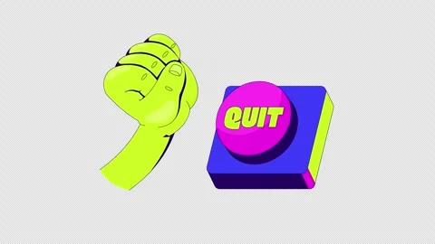Rage quit button gaming reaction 2D animation Stock Footage 338005812