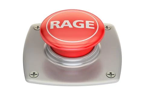 Rage Red Button, 3D rendering Illustrazione stock
