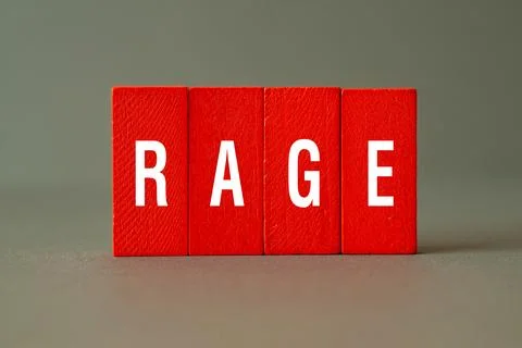 Rage - word concept on building blocks, text Stock Photos