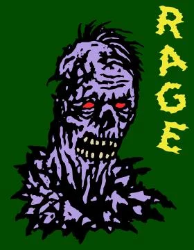 Rage zombie head. Vector illustration. Genre of horror. Stock Illustration