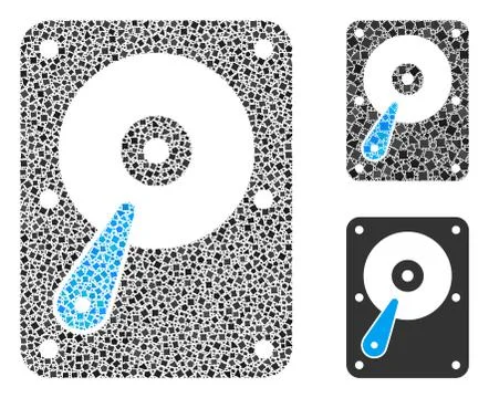 Ragged Hard Disk Icon Collage 스톡 일러스트