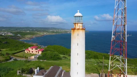 Ragged Point Lighthouse aerial view, Barbados Stock Footage 325474046