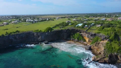 Ragged Point Lighthouse aerial view, Barbados Stock Footage 325474055