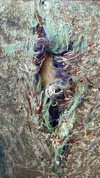 Ragged seat texture with different threads and fabrics Stock Photos