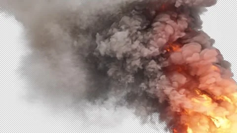 Raging Blazing Fire &amp; Smoke - Transparent Background Alpha Channel HD 30p Stock Footage 346492308