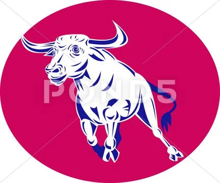 Raging bull charging attacking Stock Illustration