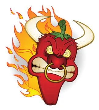 Raging Bull Chili Pepper Cartoon Character Stock Illustration
