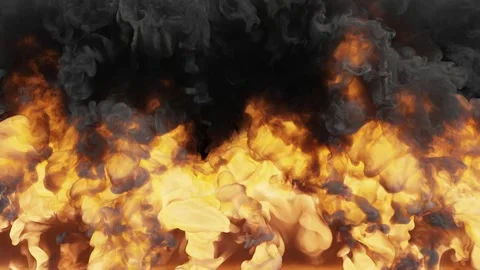 Raging fire and smoke display in slow motion. Mesmerizing fire wall. Video stock 274070150