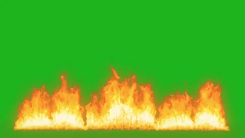 Raging fire motion graphics with green screen background Stock Footage