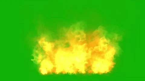 Raging fire motion graphics with green screen background Vidéo 157901721