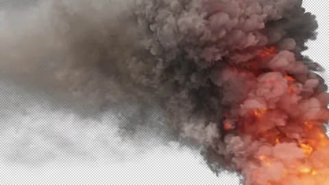 Raging Fire Plume with Base - Looping Transparent Background Alpha HD PAL 25p Stock Footage 346491923