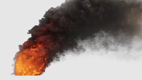Raging Fire Plume - Transparent Background Alpha Channel 4K 24p Stock Footage 346492426