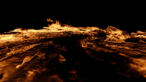 Raging fire spreading over a black background Stock Footage 347251209