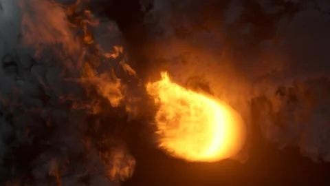 A raging fireball in an enclosed space with thick clouds of smoke and bright  Stock Illustration