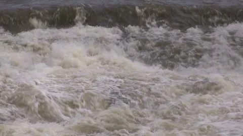 Raging flood river in spring Stock Footage 37036710