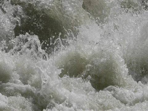 Raging flood waters river natural danger 60 fps 4K Stock Footage 75704796