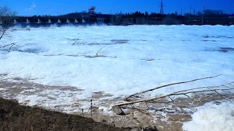 The raging foamy river Stock Footage 75008415