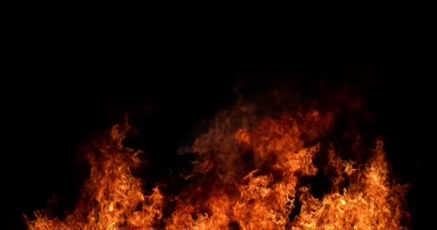 Raging Large Scale Fire VFX Overlay On Black Background Vídeo Stock 332722724