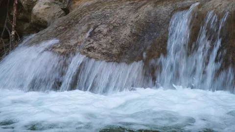 A raging mountain river in close-up Stock Footage 190319498