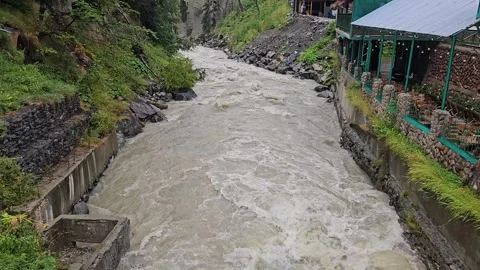 Raging Mountain River in Deep Gorge Stock Footage 330634452
