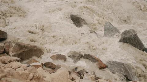 Raging Mountain River in Tibet Stock Footage 308995591