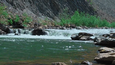Raging Mountain river. Wildness of clean, clear water in the mountain river Stock Footage 90450052