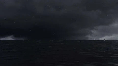 Raging ocean with rain and lightning, 3d... | Stock Video | Pond5