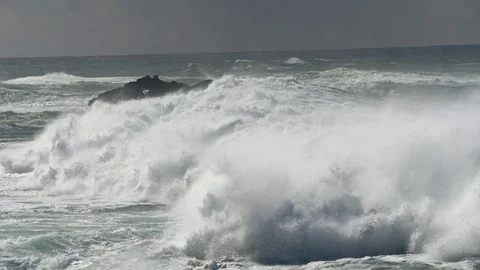 Raging ocean storm. Slow motion shot Stock-Footage 97973588