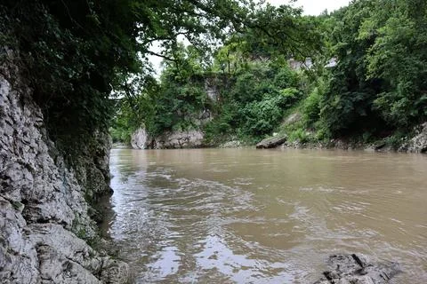 A raging river in a canyon Stock Photos
